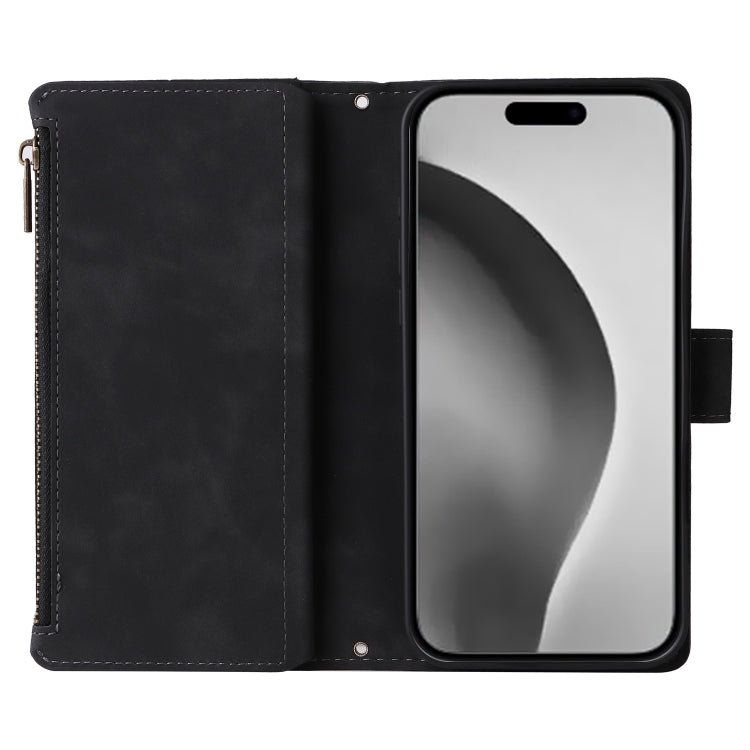 For iPhone 16 Pro Crossbody Multi-card Slot Wallet Zipper Leather Phone Case