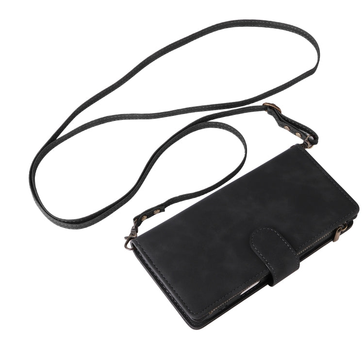 For iPhone 16 Pro Crossbody Multi-card Slot Wallet Zipper Leather Phone Case