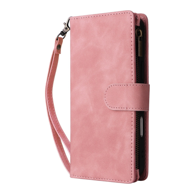 For iPhone 16 Pro Crossbody Multi-card Slot Wallet Zipper Leather Phone Case
