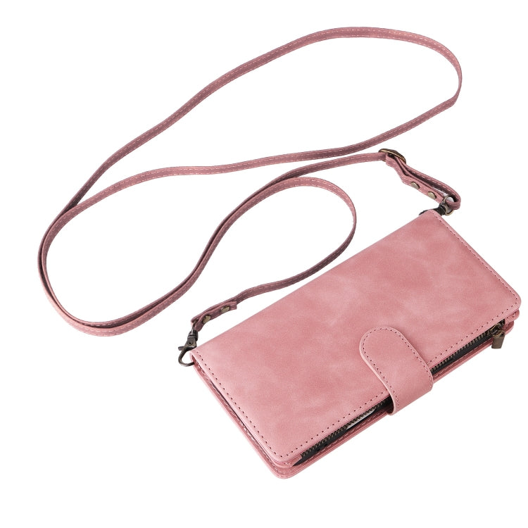 For iPhone 16 Pro Crossbody Multi-card Slot Wallet Zipper Leather Phone Case