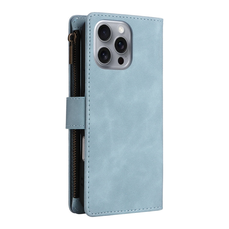 For iPhone 16 Pro Crossbody Multi-card Slot Wallet Zipper Leather Phone Case