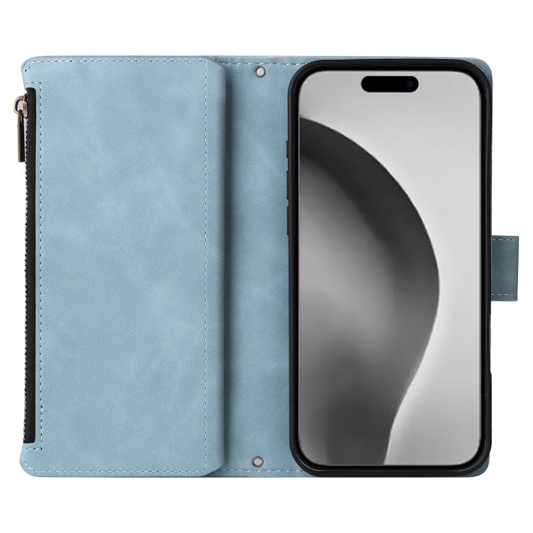 For iPhone 16 Pro Crossbody Multi-card Slot Wallet Zipper Leather Phone Case