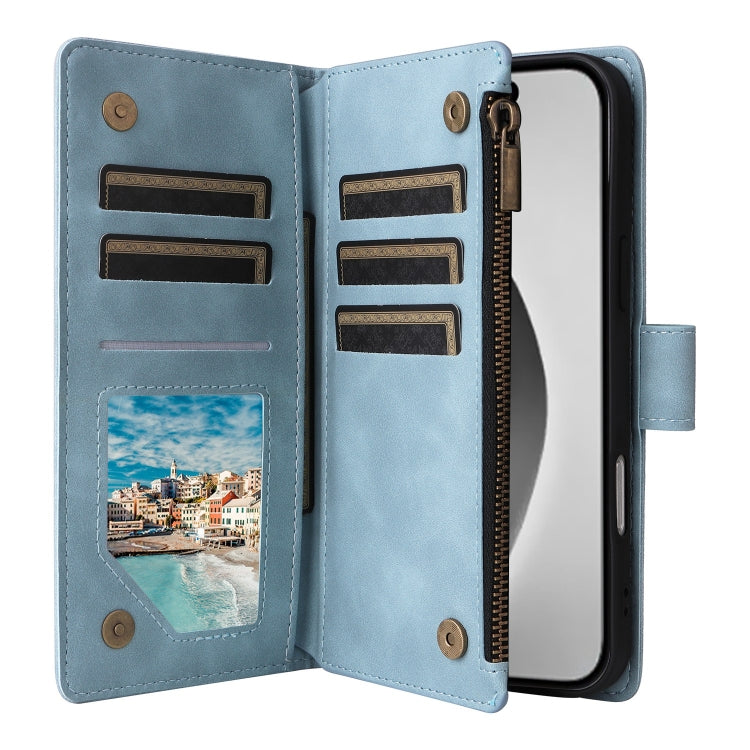 For iPhone 16 Pro Crossbody Multi-card Slot Wallet Zipper Leather Phone Case