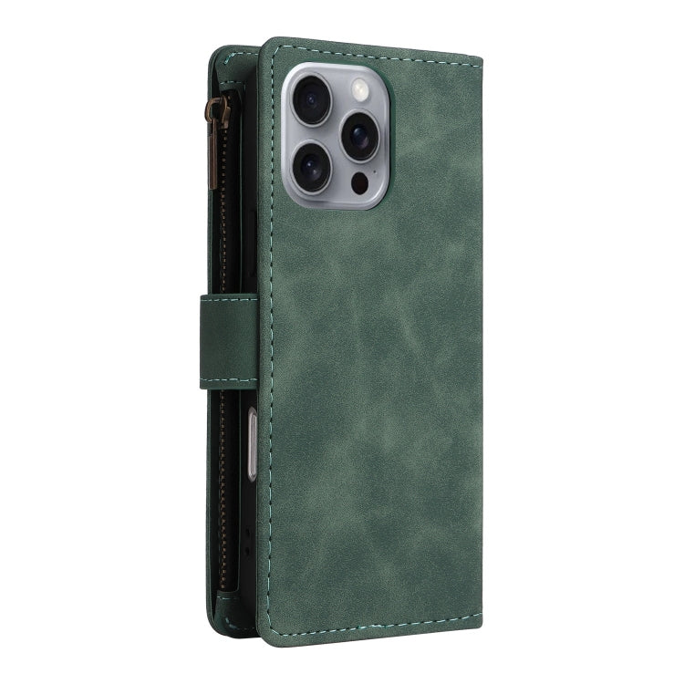 For iPhone 16 Pro Crossbody Multi-card Slot Wallet Zipper Leather Phone Case