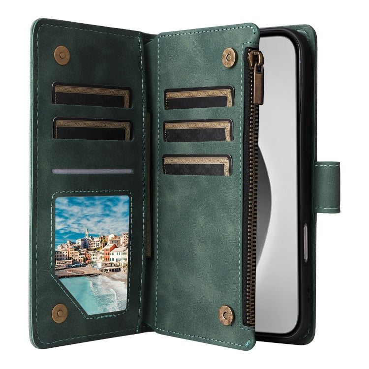 For iPhone 16 Pro Crossbody Multi-card Slot Wallet Zipper Leather Phone Case