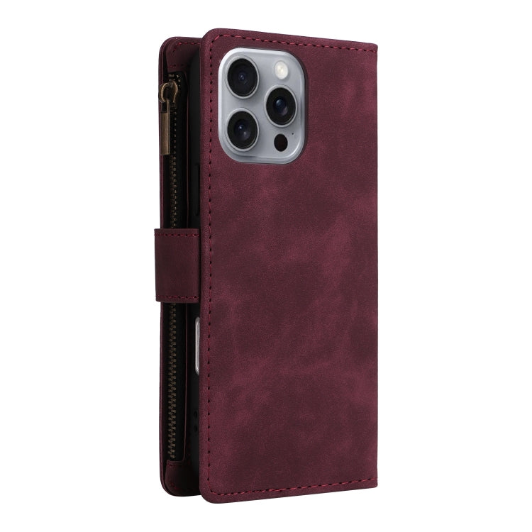 For iPhone 16 Pro Max Crossbody Multi-card Slot Wallet Zipper Leather Phone Case