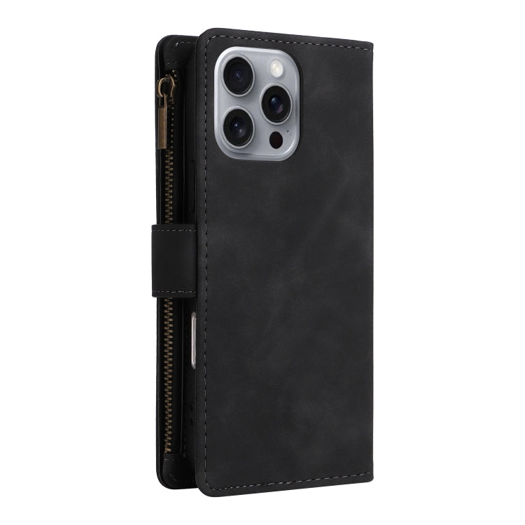 For iPhone 16 Pro Max Crossbody Multi-card Slot Wallet Zipper Leather Phone Case