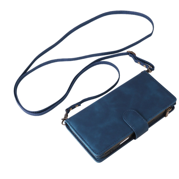 For iPhone 16 Pro Max Crossbody Multi-card Slot Wallet Zipper Leather Phone Case