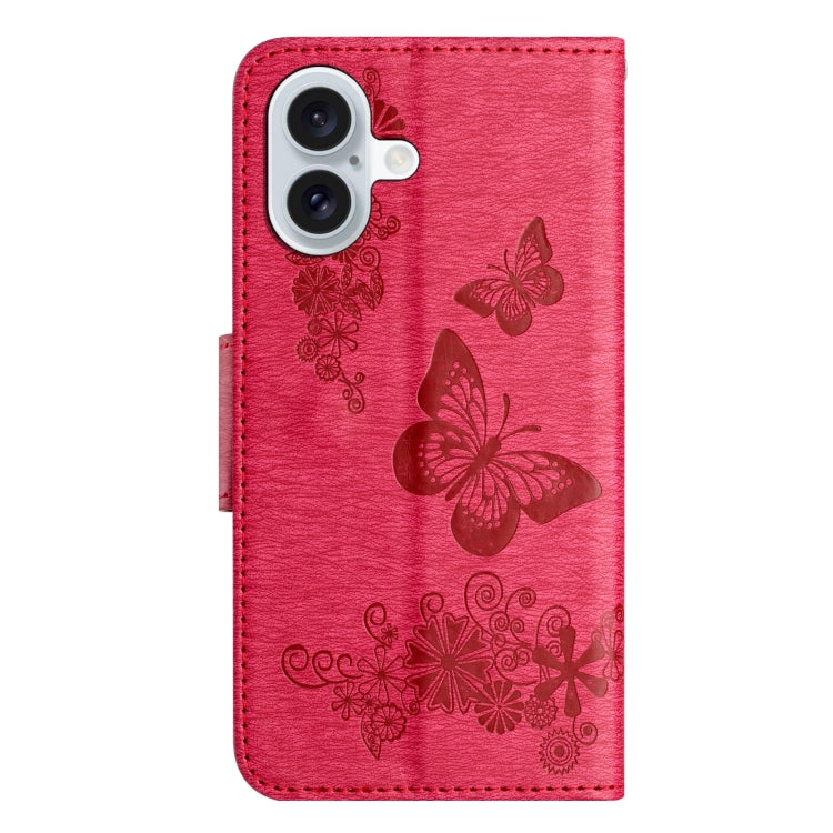 For iPhone 16 Butterfly Embossed Flip Leather Phone Case