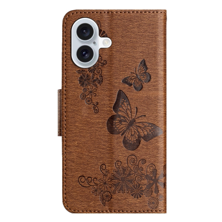 For iPhone 16 Butterfly Embossed Flip Leather Phone Case