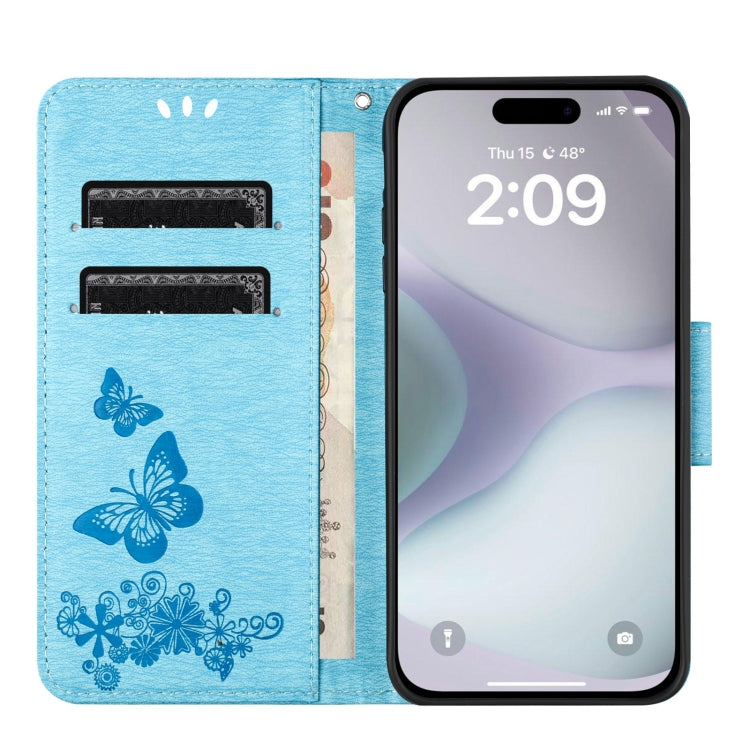 For iPhone 16 Butterfly Embossed Flip Leather Phone Case