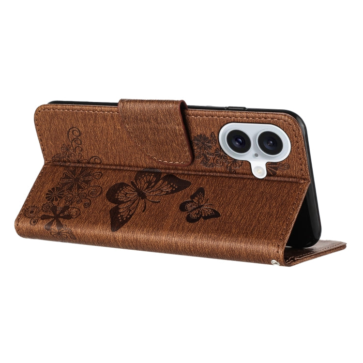 For iPhone 16 Plus Butterfly Embossed Flip Leather Phone Case