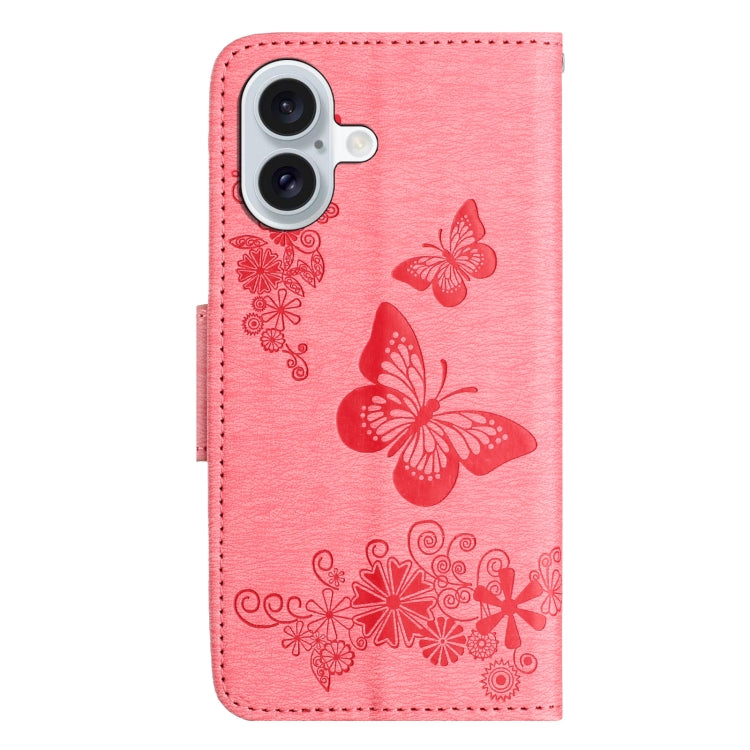 For iPhone 16 Plus Butterfly Embossed Flip Leather Phone Case