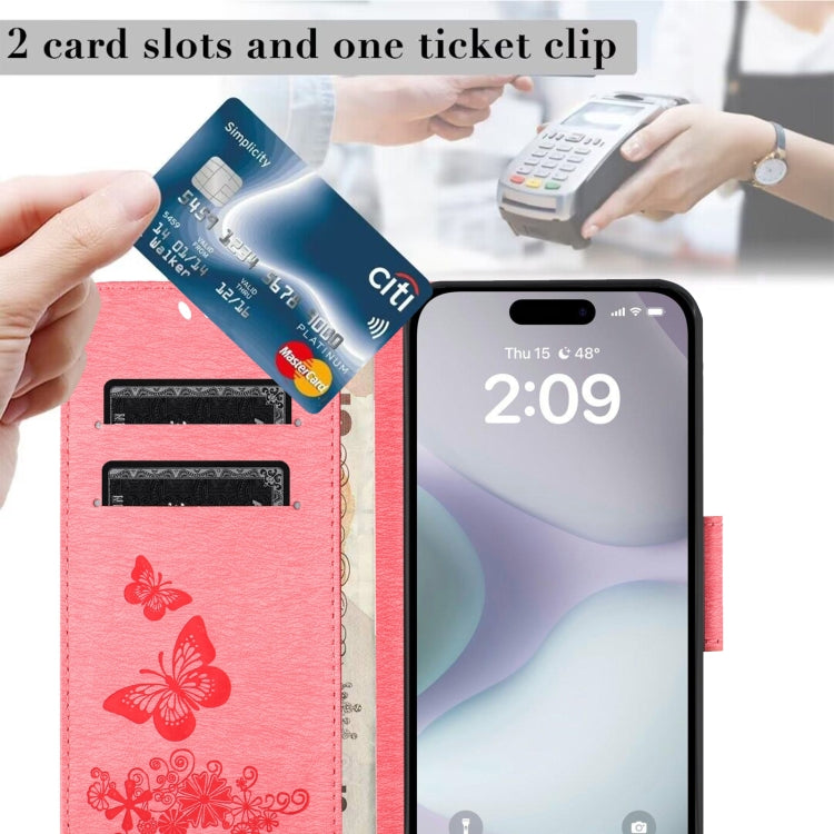 For iPhone 16 Plus Butterfly Embossed Flip Leather Phone Case
