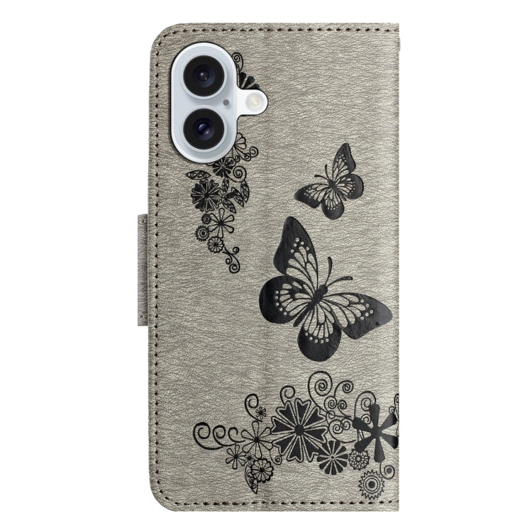 For iPhone 16 Plus Butterfly Embossed Flip Leather Phone Case