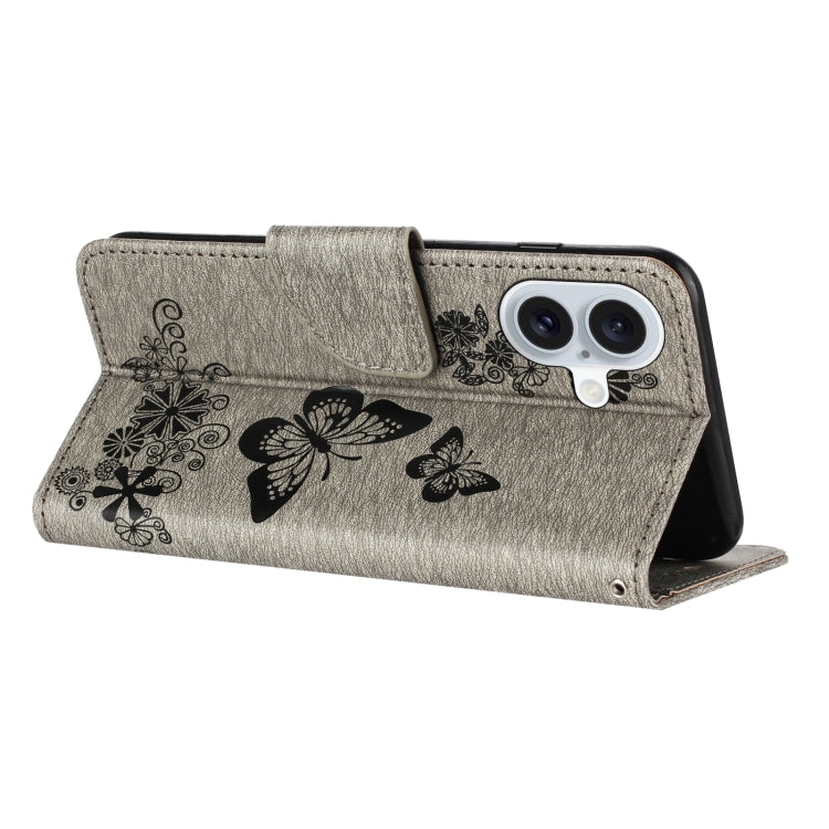 For iPhone 16 Plus Butterfly Embossed Flip Leather Phone Case