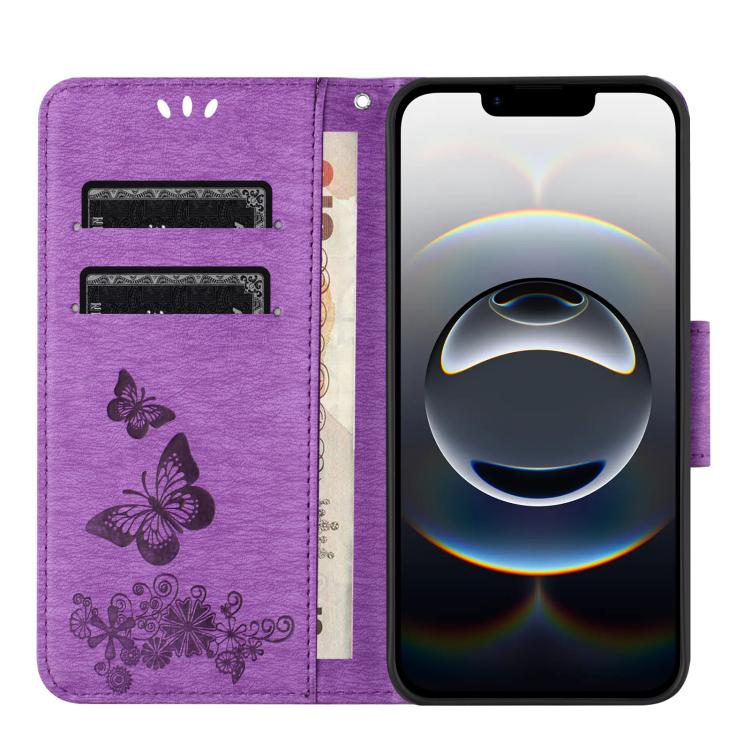 For iPhone 17e / 16e Butterfly Embossed Flip Leather Phone Case