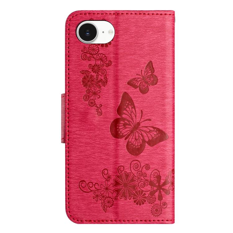 For iPhone 17e / 16e Butterfly Embossed Flip Leather Phone Case