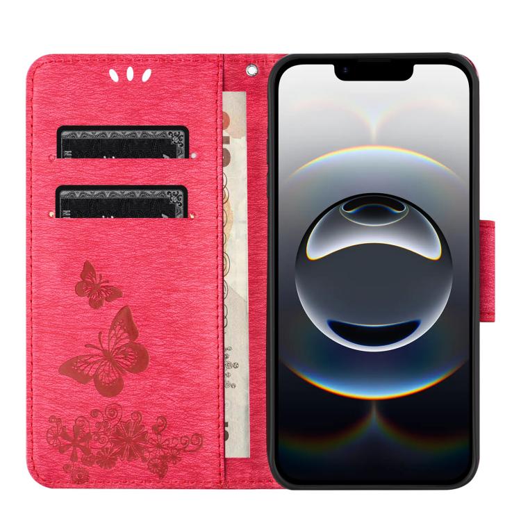 For iPhone 17e / 16e Butterfly Embossed Flip Leather Phone Case