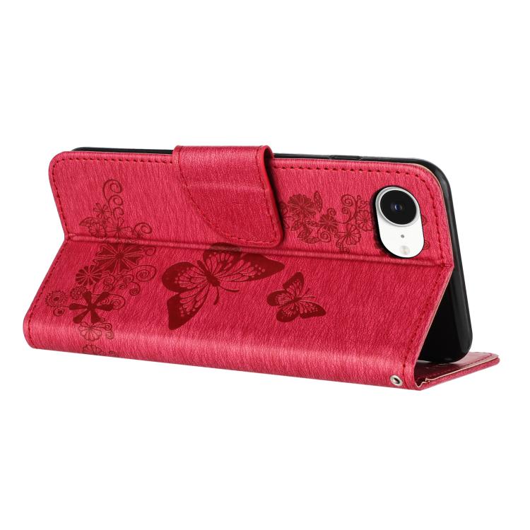 For iPhone 17e / 16e Butterfly Embossed Flip Leather Phone Case