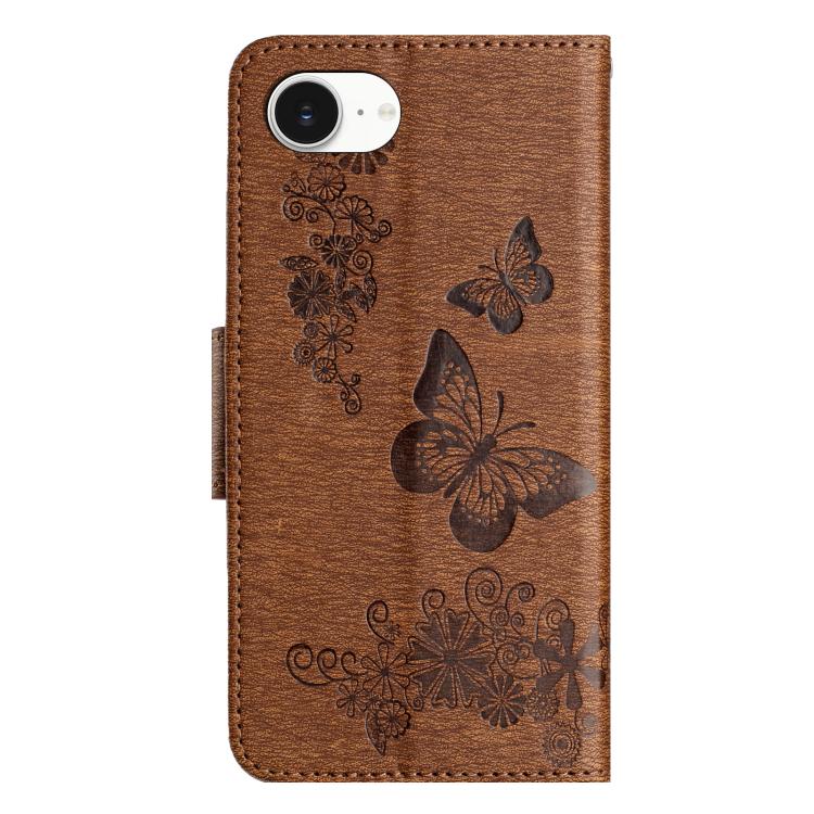 For iPhone 17e / 16e Butterfly Embossed Flip Leather Phone Case