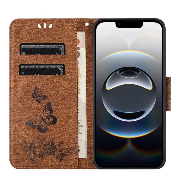 For iPhone 17e / 16e Butterfly Embossed Flip Leather Phone Case