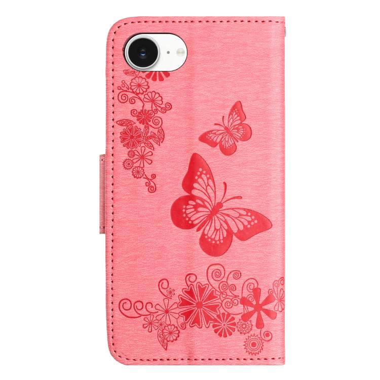 For iPhone 17e / 16e Butterfly Embossed Flip Leather Phone Case