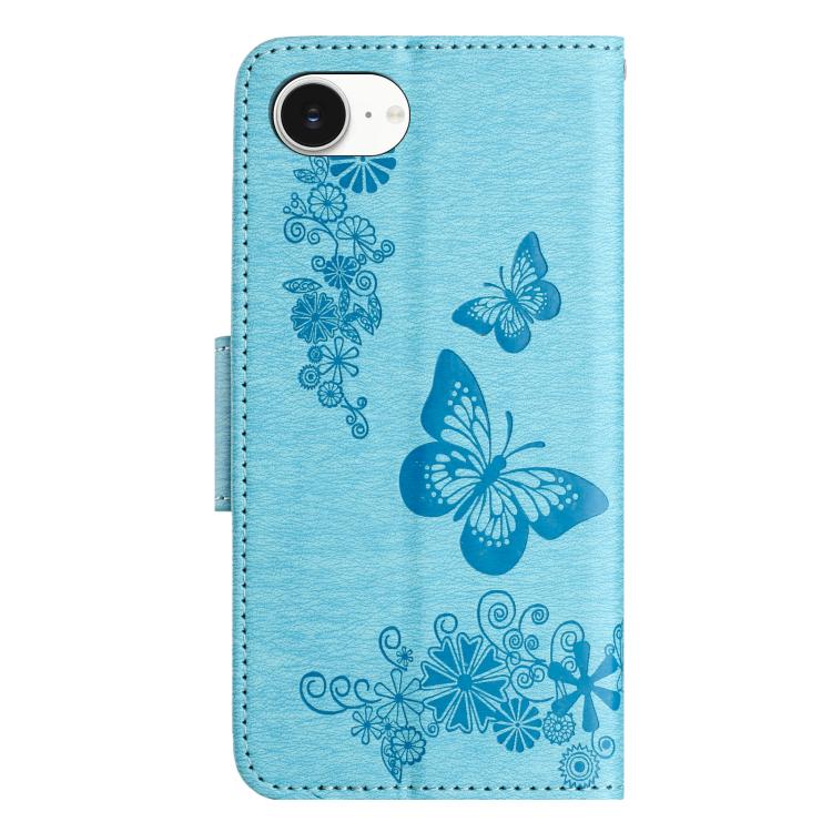 For iPhone 17e / 16e Butterfly Embossed Flip Leather Phone Case