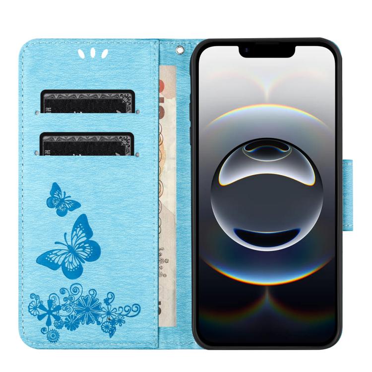 For iPhone 17e / 16e Butterfly Embossed Flip Leather Phone Case