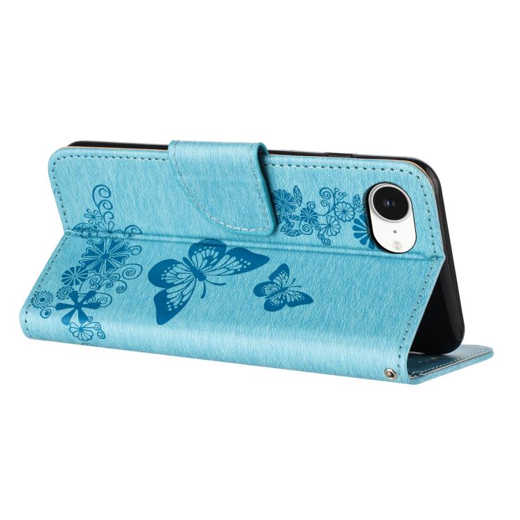 For iPhone 17e / 16e Butterfly Embossed Flip Leather Phone Case