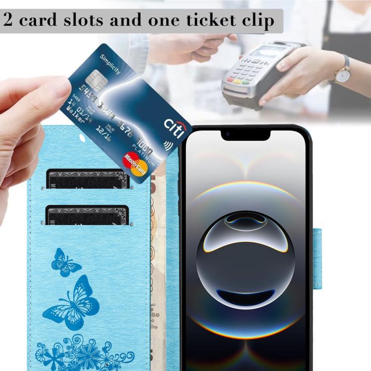 For iPhone 17e / 16e Butterfly Embossed Flip Leather Phone Case