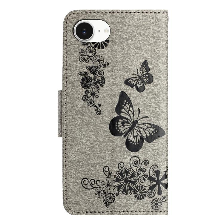 For iPhone 17e / 16e Butterfly Embossed Flip Leather Phone Case