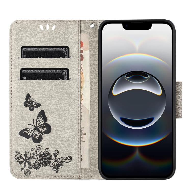 For iPhone 17e / 16e Butterfly Embossed Flip Leather Phone Case