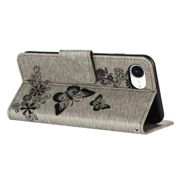 For iPhone 17e / 16e Butterfly Embossed Flip Leather Phone Case