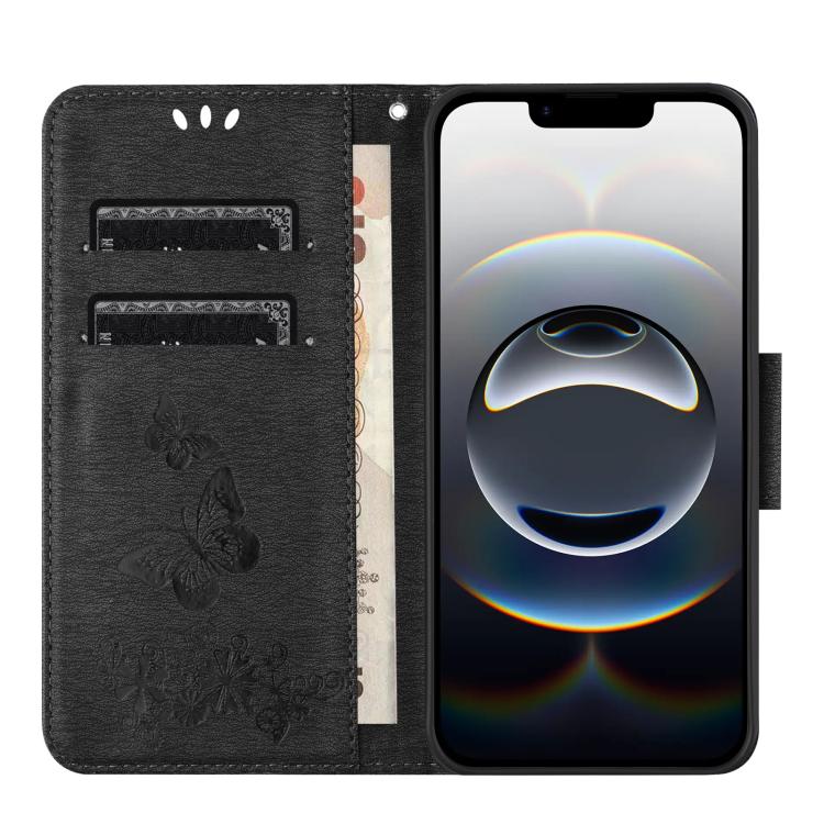 For iPhone 17e / 16e Butterfly Embossed Flip Leather Phone Case