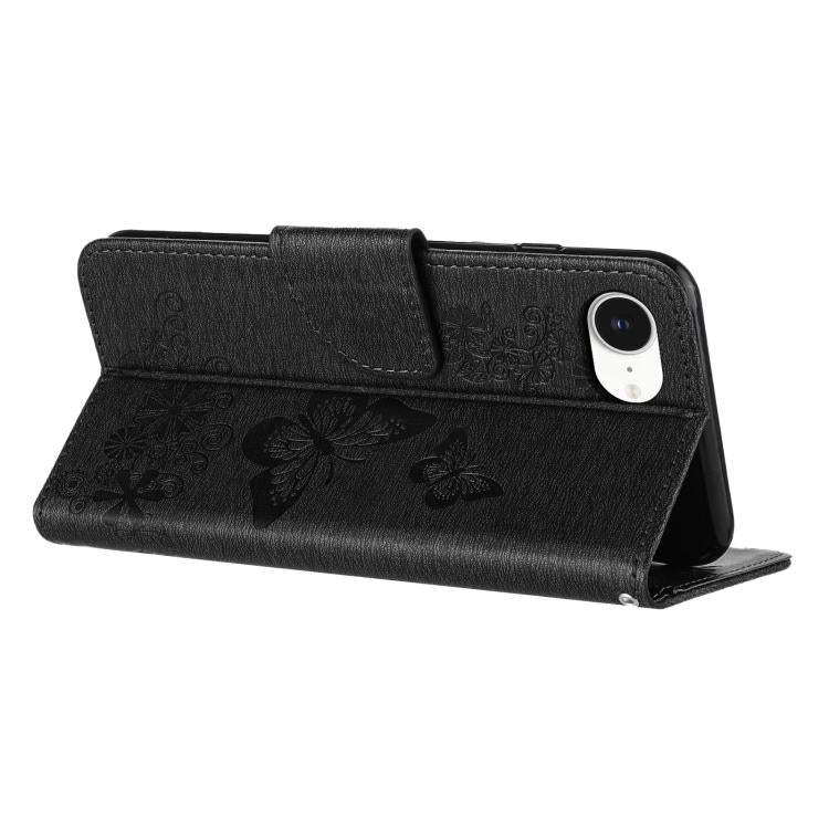 For iPhone 17e / 16e Butterfly Embossed Flip Leather Phone Case