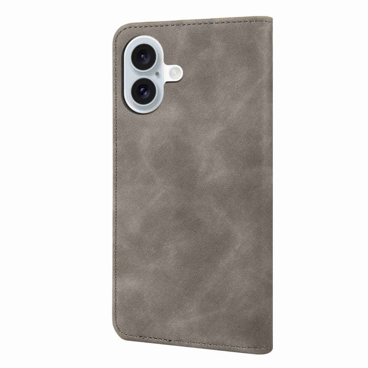 For iPhone 16 Plus Skin Feel Splicing Leather Phone Case