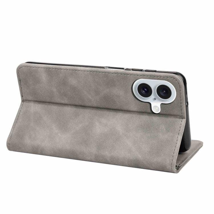 For iPhone 16 Plus Skin Feel Splicing Leather Phone Case