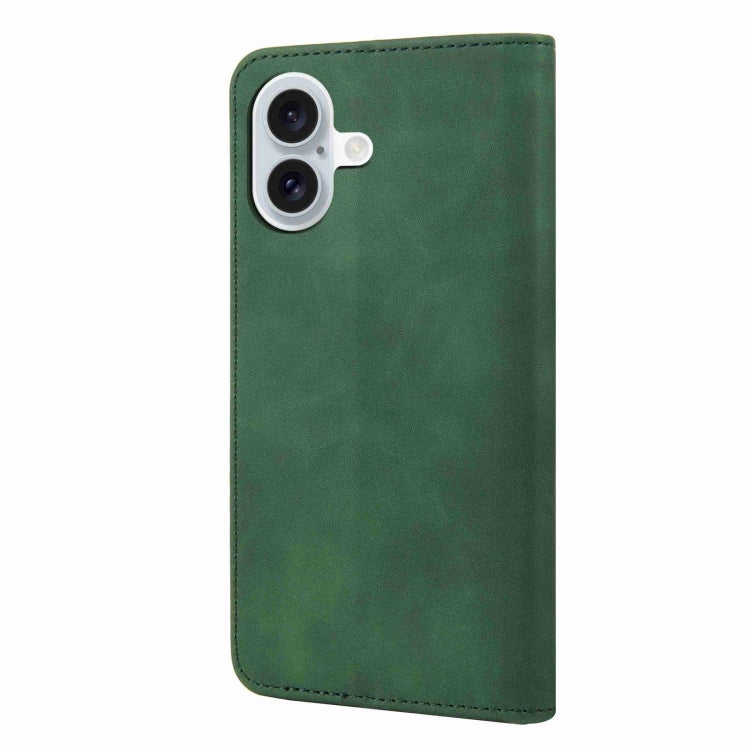 For iPhone 16 Plus Skin Feel Splicing Leather Phone Case