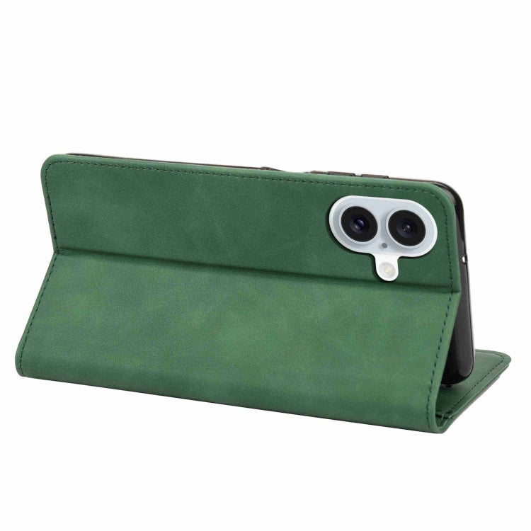 For iPhone 16 Plus Skin Feel Splicing Leather Phone Case