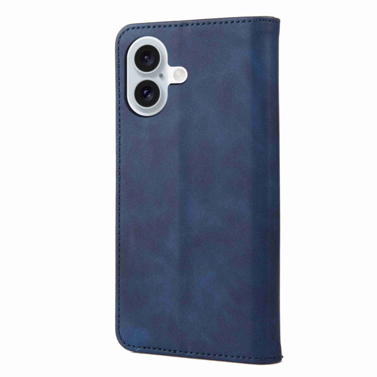 For iPhone 16 Plus Skin Feel Splicing Leather Phone Case