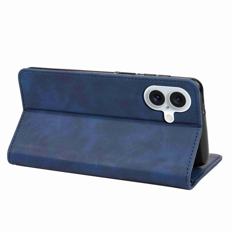 For iPhone 16 Plus Skin Feel Splicing Leather Phone Case