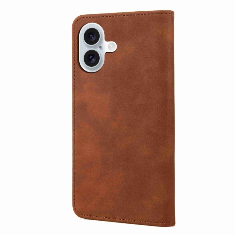 For iPhone 16 Plus Skin Feel Splicing Leather Phone Case