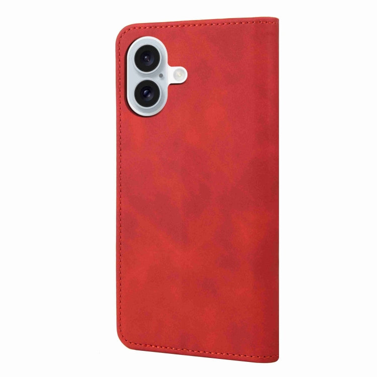 For iPhone 16 Plus Skin Feel Splicing Leather Phone Case