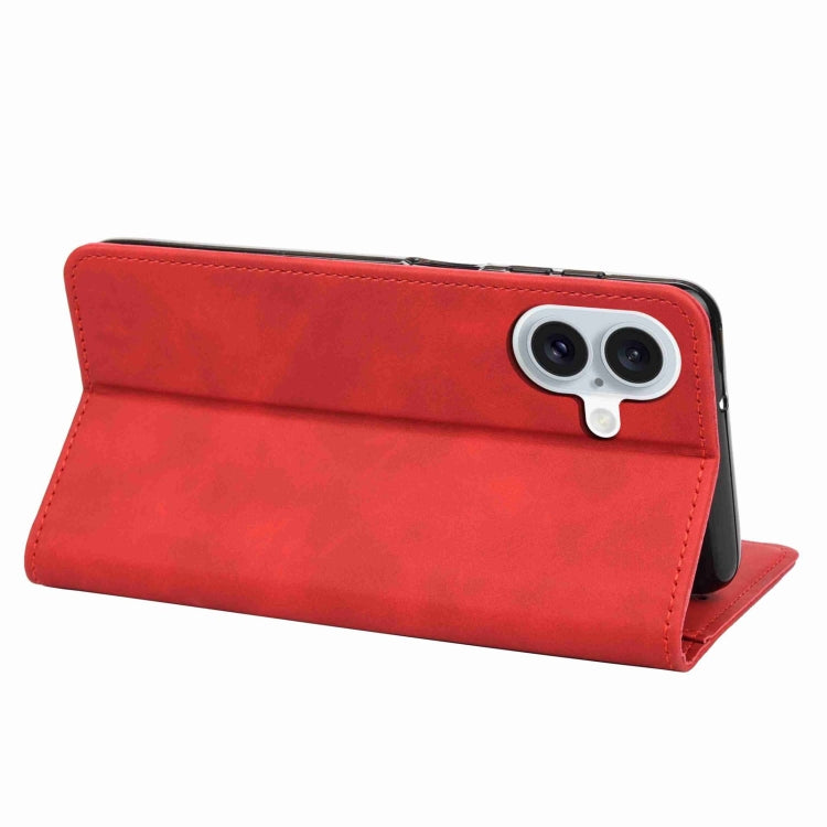 For iPhone 16 Plus Skin Feel Splicing Leather Phone Case