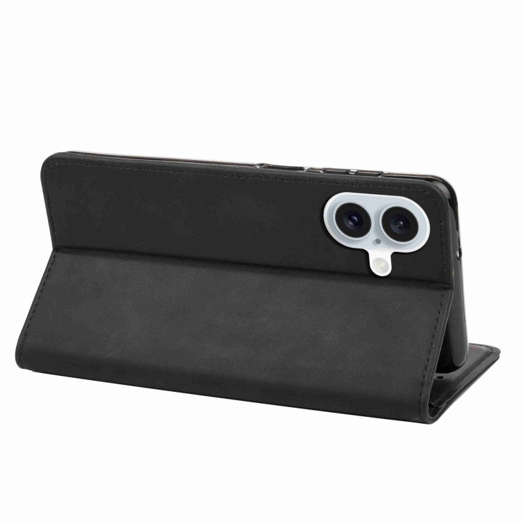 For iPhone 16 Plus Skin Feel Splicing Leather Phone Case