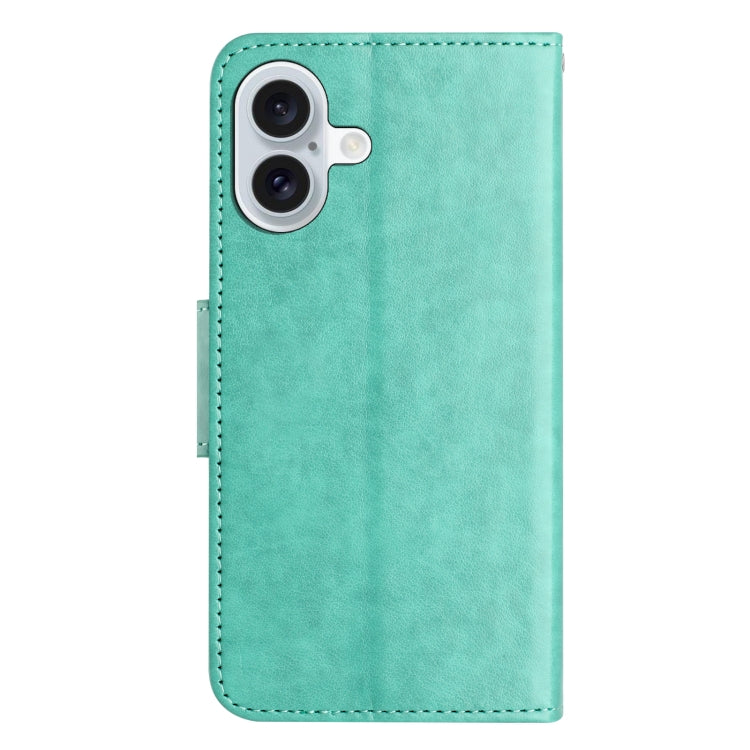 For iPhone 16 Butterfly Flower Pattern Flip Leather Phone Case