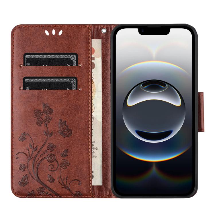 For iPhone 17e / 16e Butterfly Flower Pattern Flip Leather Phone Case