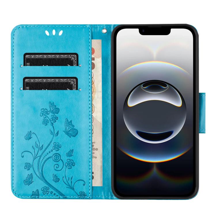 For iPhone 17e / 16e Butterfly Flower Pattern Flip Leather Phone Case