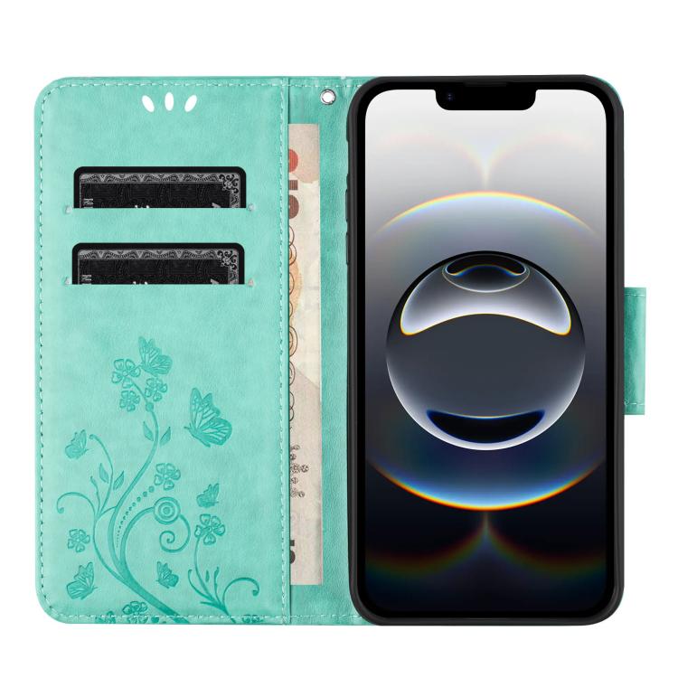For iPhone 17e / 16e Butterfly Flower Pattern Flip Leather Phone Case